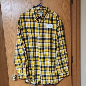 Duluth Men's Yellow and Black Plaid Flannel Shirt XL tall number 1072